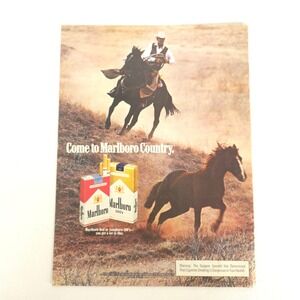 Vintage Marlboro Cigarette Print Ad Cowboy Western 1978 Mancave Decor Collector